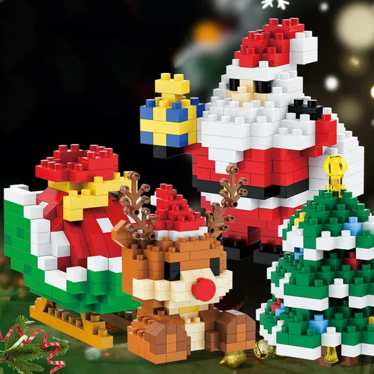 Christmas building blocks toy for toddlers with Santa Claus figure